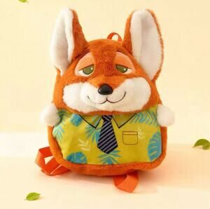 Cute Nick Wilde Fox Plush Backpack Zootopia Cartoon Casual Shoulder Bag
